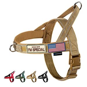 Annchwool No Pull Dog Harness with Soft Padded Handle,Reflective Strip Escape Proof and Quick Fit to Adjust Dog Harness,Easy for Training Walking for Small & Medium and Large Dog(Brown,L)