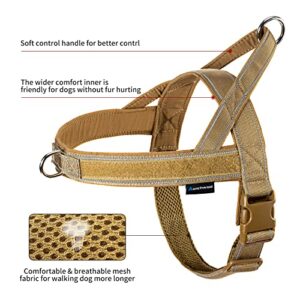 Annchwool No Pull Dog Harness with Soft Padded Handle,Reflective Strip Escape Proof and Quick Fit to Adjust Dog Harness,Easy for Training Walking for Small & Medium and Large Dog(Brown,L)