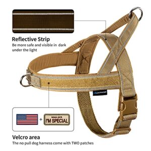 Annchwool No Pull Dog Harness with Soft Padded Handle,Reflective Strip Escape Proof and Quick Fit to Adjust Dog Harness,Easy for Training Walking for Small & Medium and Large Dog(Brown,L)