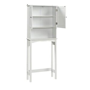 merax, white over-the-toilet shelf, bathroom storage cabinet organizer with two doors, soild wood frame