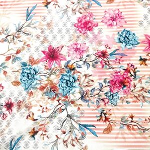 texco inc 100% combed quilting prints craft cotton apparel home/diy fabric, peach white pink blue 1 yard