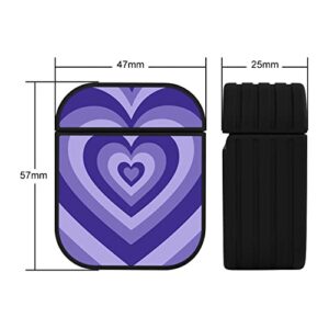 OOK Case Compatible with Airpods 1&2 Magnetic Closure Full Body Protective Hard Plastic Airpods Case Purple Heart Design Wireless Charging Black Cover with Ring Key-Chain