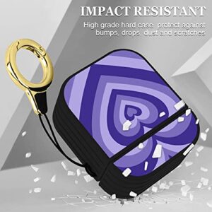 OOK Case Compatible with Airpods 1&2 Magnetic Closure Full Body Protective Hard Plastic Airpods Case Purple Heart Design Wireless Charging Black Cover with Ring Key-Chain