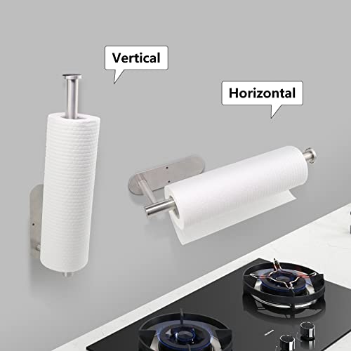 VMVN Paper Towel Holder Under Cabinet, Adhesive Wall Mount Paper Towels Holder,Kitchen Towel Holder, Stainless Steel Paper Holder for Kitchen Bathroom with Screws