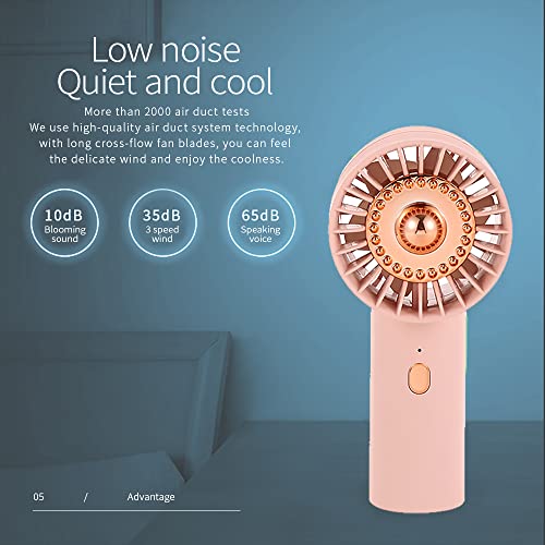 無品牌 GKI Mini handheld fan, USB Rechargeable Small Cooling Fan, Battery Operated Personal Fan. (ROSE GOLD)