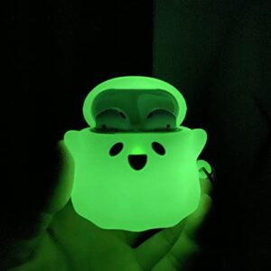 Compatible with AirPods Case Cover, Luminous Cute Ghost Case Designed for Airpods 2nd & 1st, Soft Silicone Anime Funny 3D Cartoon Apple AirPods 2/1 Case for Women Men Kids Teens Girls Boys