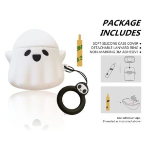 Compatible with AirPods Case Cover, Luminous Cute Ghost Case Designed for Airpods 2nd & 1st, Soft Silicone Anime Funny 3D Cartoon Apple AirPods 2/1 Case for Women Men Kids Teens Girls Boys