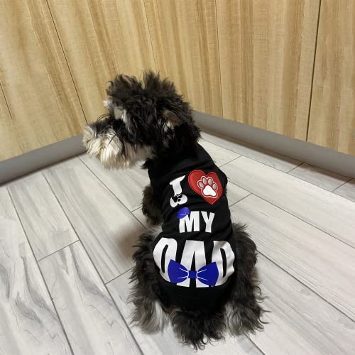 Cute Dog Shirt for Small Dogs Girl Cotton Dog T Shirts for Medium Dogs Funny Heart Embroidery I Love My Dad Patterns Breathable Puppy Tank Top Vest Tee Sleevless Black,Dog Gifts for Dog Father