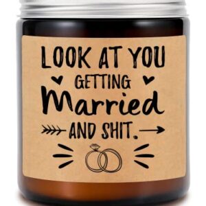 KrysDesigns Look at You - Getting Married and Shit Candle - Wedding Gift - Funny Candle - Best Friend Gift - Lavender Scented Candles - Soy Candles,8oz