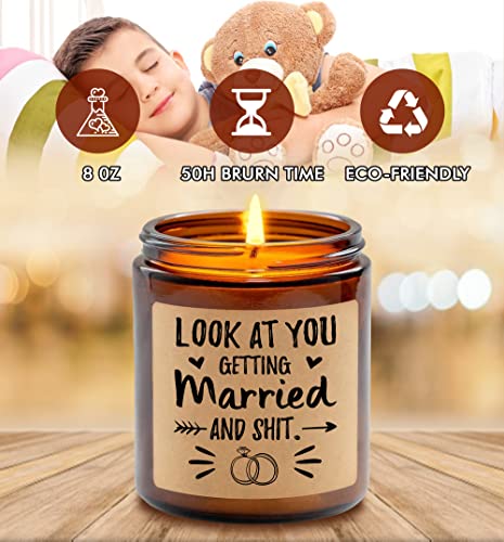 KrysDesigns Look at You - Getting Married and Shit Candle - Wedding Gift - Funny Candle - Best Friend Gift - Lavender Scented Candles - Soy Candles,8oz