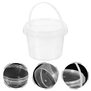 Zerodeko 10Pcs Ice Cream Bucket Clear Plastic Storage Buckets Reusable Ice Cream Freezer Storage Containers with Lids Transparent Tub for Kitchen 0.5L