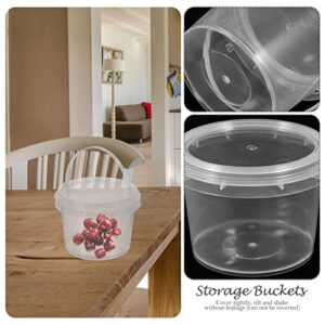 Zerodeko 10Pcs Ice Cream Bucket Clear Plastic Storage Buckets Reusable Ice Cream Freezer Storage Containers with Lids Transparent Tub for Kitchen 0.5L