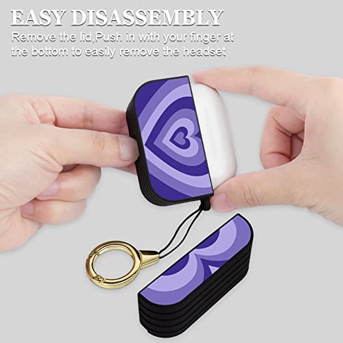 OOK Case Compatible with Airpods Pro Magnetic Closure Full Body Protective Hard Plastic Airpods Pro Case Purple Heart Design Wireless Charging Black Cover with Ring Key-Chain