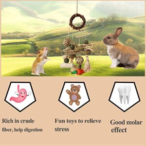 HERCOCCI 2 Pack Bunny Chew Toys for Rabbits, Natural Handmade - Rabbit Cage Hanging Toys for Rabbits Guinea Pigs Hamsters Gerbils Rats