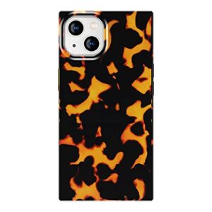 cocomii square iphone 13 case - slim, glossy, black & amber, classic tortoiseshell, anti-scratch, shockproof - compatible with iphone 13 (tortoise)