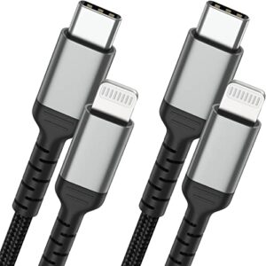 6ft usb c to iphone charger cord long, 2 pack usb type c to lightning cable pd fast charging usb-c lightning cable braided for apple iphone 13 12 pro max 11 x xs xr 8 7 6 plus 5 se ipad air/mini
