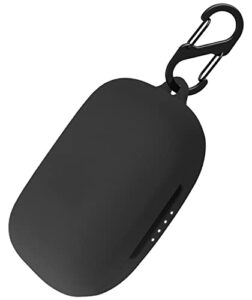 geiomoo silicone case compatible with skullcandy push active, protective cover with carabiner (black)