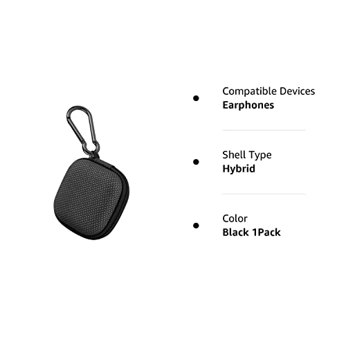 Earbud Case Hard EVA Earphone Carrying Case Cell Phone Accessories Storage Bag with Carabiner for Airpods Headset Earphone Flash Drive Charging Cable Key Wall Charger USB Adapter Cable (Black 1Pack)