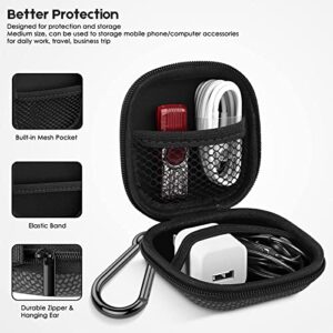 Earbud Case Hard EVA Earphone Carrying Case Cell Phone Accessories Storage Bag with Carabiner for Airpods Headset Earphone Flash Drive Charging Cable Key Wall Charger USB Adapter Cable (Black 1Pack)