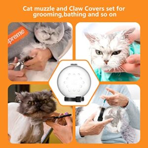 Augegel Cat Muzzle for Grooming,Bubble Muzzle and Boots for Nail Trimming,Cat Grooming Mask with Anti Bite,Cat Astronaut Helmet,Cat Breathable Muzzle and Silicone Paw Covers