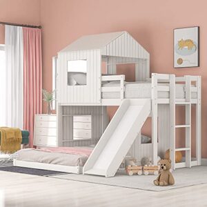 meritline house bed bunk beds with slide twin over full size bunk bed frame with slide,wooden playhouse - design slide bunk beds twin over full bunk for boys and girls