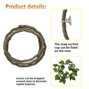 kathson Reptile Vine Plants,Flexible Green Plant Decor Hanging Vine Plant Climbing Terrarium Leaves Branch Habitat Accessory for Lizards Bearded Dragon Geckos  Snakes Chameleons (4 PCS)