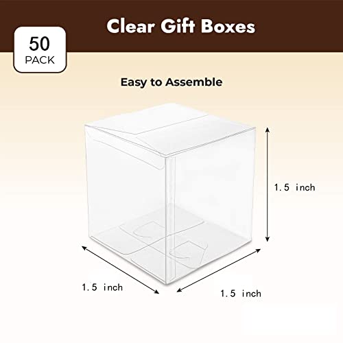 ysmile Clear Favor Box Small Transparent Plastic Box in Bulk Cube for Wedding, Baby Shower 1.5" 50 ct from