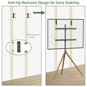 UPGRAVITY Easel TV Stand with Tripod Base for 45-65 inch LED LCD OLED Flat Screens, Height Adjustable TV Floor Stand w/Cable Ties, 180°Swivel Portable TV Mount Stand for Bedroom, Living Room, Studio