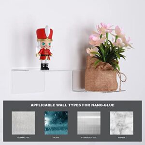 XBELMBER Small Adhesive Wall Shelves, 3-Pack Small Floating Shelf, 4-Inch Acrylic Display Ledges for Pop Figures, Mini Wall Decor, Plant, Compact Style No Drill Shelf - Clear