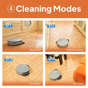 LIGHT 'N' EASY Robot Vacuum Automatic Emptying, Ultra-Quiet, Ultra-Thin, Auto-Charging Robotic Vacuum Cleaner, Good for Pet Hair, Low-Pile Carpets, Hard Floors