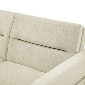 Melpomene Loveseat Sleeper Velvet Couch with Pull-Out Bed, Oversized Armchair and Convertible Sofa Bed with Adjustable Back 55" and Arm Pockets (Beige)