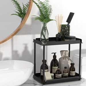 orz bathroom counter organizer, 2 tier metal storage rack for bathroom kitchen vanity organizer and storage, black