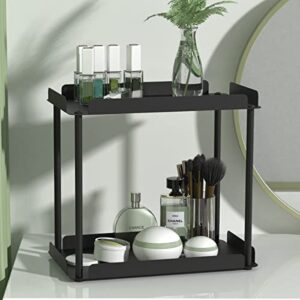 ORZ Bathroom Counter Organizer, 2 Tier Metal Storage Rack for Bathroom Kitchen Vanity Organizer and Storage, Black