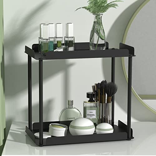 ORZ Bathroom Counter Organizer, 2 Tier Metal Storage Rack for Bathroom Kitchen Vanity Organizer and Storage, Black