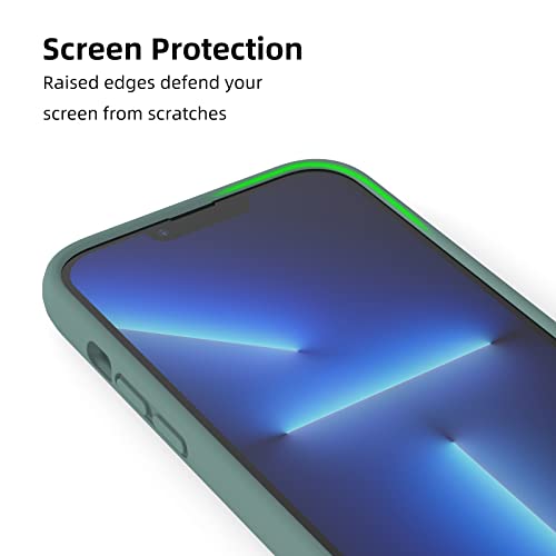 K TOMOTO Compatible iPhone 13 Pro Max Bumper Case (6.7 Inch), Liquid Silicone Bumper Case [Shock-Absorb] [Raised Edge Protection] [Drop Protection] [Silky and Soft Touch] Frame Bumper Case, Pine Green