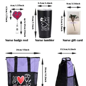 Nurse Accessories for Work Nurse Gifts - Nurse Tote Bag with Stainless-Steel Tumbler, Nurse Badge Reel Gift Card Great Thank You nurse gifts RN Gift and Perfect Graduation Gift Nurse Bag for Work