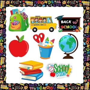 beyumi 62pcs back to school classroom decorations set colorful first day of school cutouts with bulletin board borders trim for elementary preschool kindergarten nursery chalkboard wall décor