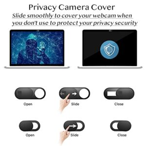 FMDAN Webcam Cover, 6 Pack Laptop Camera Cover, Ultra Thin Privacy Camera Cover Slide for MacBook Pro, iMac, Laptop, Desktop, PC, Tablet, iPad Pro, iPhone, Smartphone (Black, 2 Size)