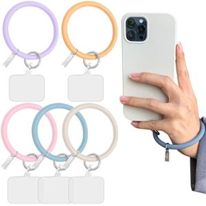 5pcs silicone wrist strap for phone case, cell phone charm wrist strap, universal anti theft drop protection phone lanyard compatible with iphone 1312 pro max 11 s22 ultra z flip3 and most smartphones