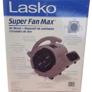 Lasko Super Fan Max Air Mover for Janitorial Water Damage Restoration Stackable Carpet Dryer Floor Blower Fan, Grey