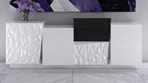 zuri furniture 78.7" wide modern verlace buffet glossy white lacquer black lacquer embellishment