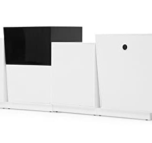 Zuri Furniture 78.7" Wide Modern Verlace Buffet Glossy White Lacquer Black Lacquer Embellishment