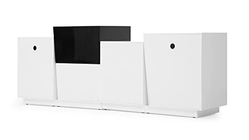 Zuri Furniture 78.7" Wide Modern Verlace Buffet Glossy White Lacquer Black Lacquer Embellishment