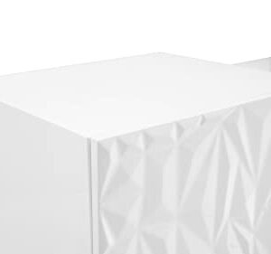 Zuri Furniture 78.7" Wide Modern Verlace Buffet Glossy White Lacquer Black Lacquer Embellishment