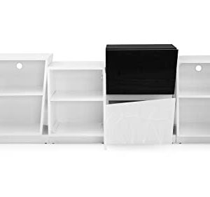 Zuri Furniture 78.7" Wide Modern Verlace Buffet Glossy White Lacquer Black Lacquer Embellishment