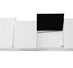 Zuri Furniture 78.7" Wide Modern Verlace Buffet Glossy White Lacquer Black Lacquer Embellishment