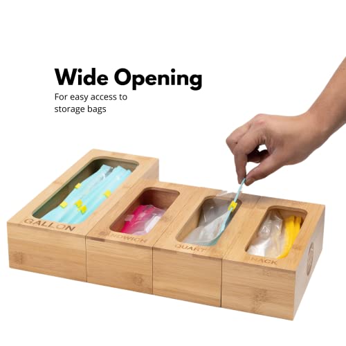 Happy Kubo - Bamboo Ziplock Bag/Food Storage Bag Organizer - Kitchen Organizers - (4 pieces plastic bag organizer)