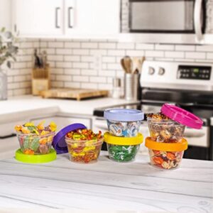 ARNO Food Containers Screw Seal Lid Twist Top Storage Organizer Twist Cap 7.25 OZ Set of 6 BPA Free