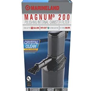 MarineLand Magnum 200 Polishing Internal Canister Filter for 60 Gallons, Crystal Clean Water