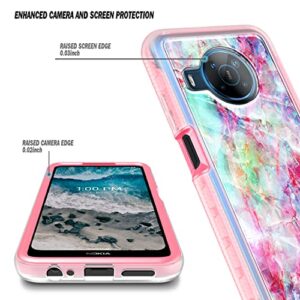 NZND Case for Nokia X100 with [Built-in Screen Protector], Full-Body Protective Shockproof Rugged Bumper Cover, Impact Resist Durable Phone Case (Marble Design Fantasy)